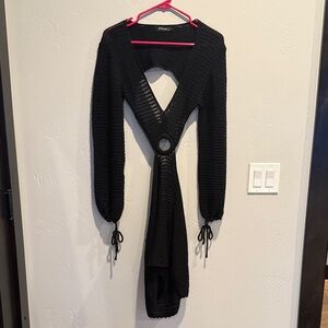 Elegant Black Knit Swim Coverup